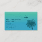 Carte De Visite Aqua Blue Gradient Palm Tree Tropical Travel Agent (Dos)