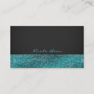 Carte De Visite Aqua Blue & Grey Moderne Élégance Pailletée Chic