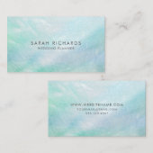 Carte De Visite Aqua Blue Mère de Pearl Plutôt (Devant / Derrière)