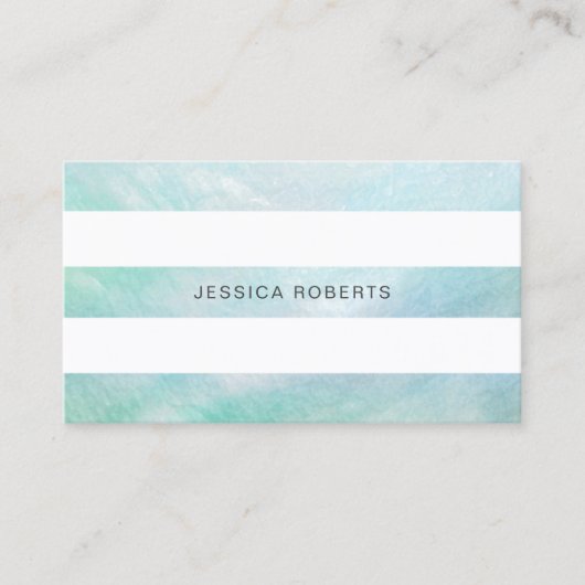 Carte De Visite Aqua Blue Mère de Pearl Stripes Motif (Devant)