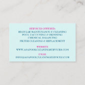 Carte De Visite Aqua Blue Pool Maintenance (Dos)