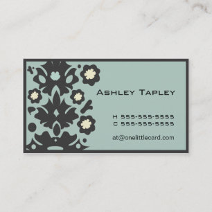 Carte De Visite Aqua et flower power noir