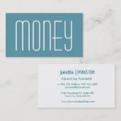 Carte De Visite Aqua FINANCIAL PLANNER Simple Style V46 (Devant / Derrière)