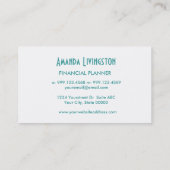 Carte De Visite Aqua FINANCIAL PLANNER Simple Style V46 (Dos)