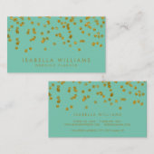 Carte de visite Aqua & Gold Confetti (Devant / Derrière)