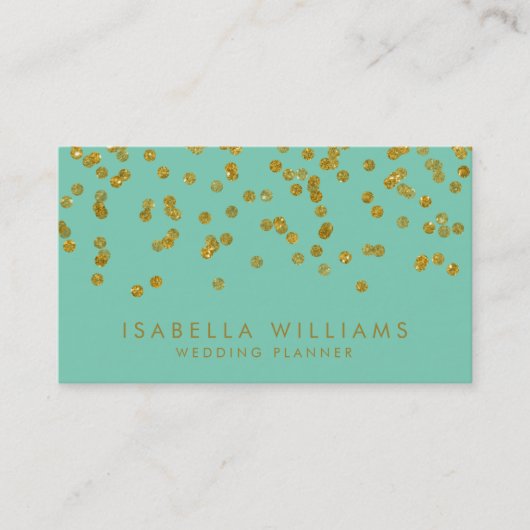 Carte de visite Aqua & Gold Confetti (Devant)