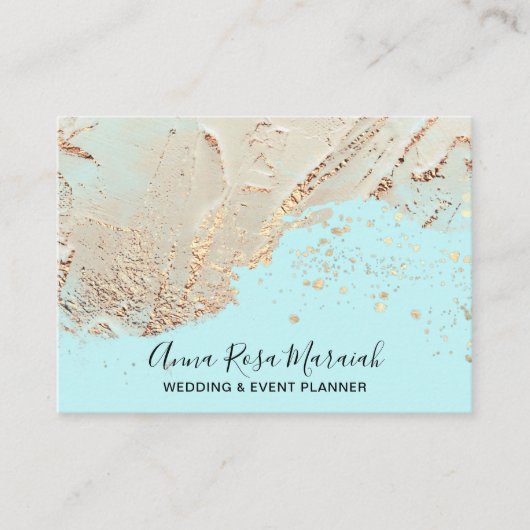 Carte De Visite *~* Aqua Gold Foil Parties scintillant Beauté Mari (Devant)