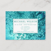 Carte De Visite Aqua Green Water Bubbles - instructeur de plongée (Devant)