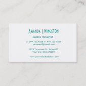 Carte De Visite Aqua MUSIC TEACHER Style simple V53 (Dos)