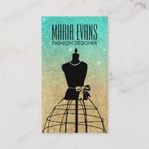 Carte De Visite Aqua or noir mannequin parties scintillant mode