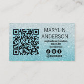 Carte De Visite Aqua Parties scintillant Ombre Lash Tech QR Code s (Dos)