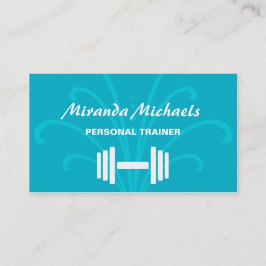 Carte De Visite Aqua Personal Trainer Haltère (Devant)