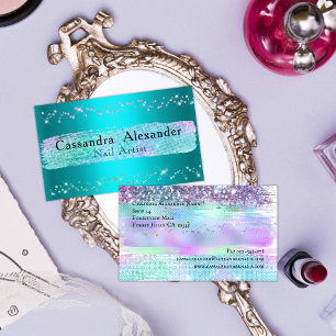 Carte de visite Aqua Sparkles & Parties scintillan