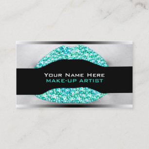 Carte De Visite Aqua Turquoi Diamond Bling Make Up Artist Biz Cart