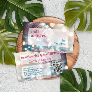 Carte De Visite Aqua Turquoise bleu Hot rose Parties scintillant o