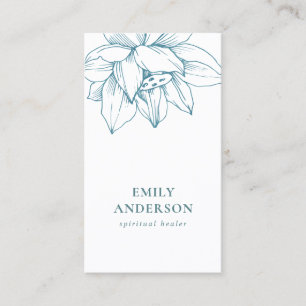 CARTE DE VISITE AQUA TURQUOISE BLUE LOTUS SIMPLE REIKI SPIRITUEL H