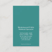 Carte De Visite Aqua turquoise cercle blanc initial moderne (Dos)