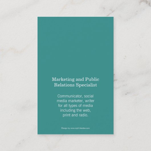 Carte De Visite Aqua turquoise cercle blanc initial moderne (Dos)