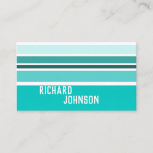 Carte De Visite aqua turquoise moderne rayures audacieuses personn