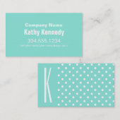 Carte De Visite Aqua Turquoise & Pois blancs (Devant / Derrière)