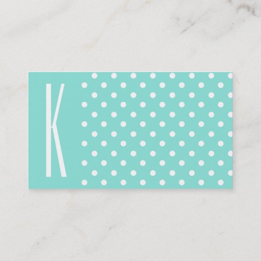 Carte De Visite Aqua Turquoise & Pois blancs (Dos)