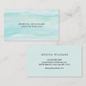 Carte De Visite Aqua Vert aquarelle Couches créatives (Devant / Derrière)