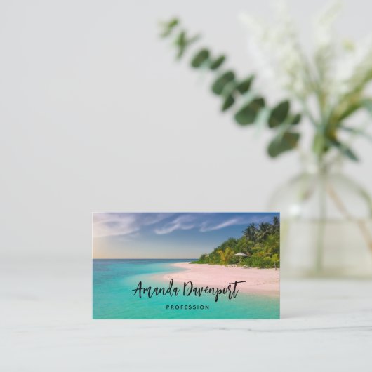 Carte De Visite Aquamarine Ocean Tropical Beach Scenic (Debout devant)
