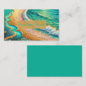 Carte De Visite Aquamarine Tropical Beach Abstrait (Devant / Derrière)