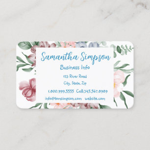 Carte De Visite Aquarcouleur moderne professionnel élégante fleurs
