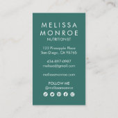 Carte De Visite Aquarelle à ananas tropicale amusante Turquoise ch (Dos)