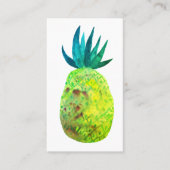 Carte De Visite Aquarelle à ananas tropicale amusante Turquoise ch (Devant)
