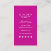 Carte De Visite Aquarelle à ananas tropicale rose pourpre arc-en-c (Dos)