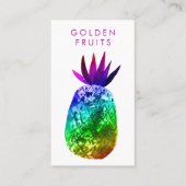Carte De Visite Aquarelle à ananas tropicale rose pourpre arc-en-c (Devant)