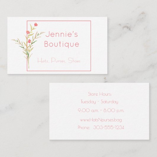 Carte De Visite Aquarelle à fleur (Devant / Derrière)