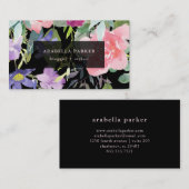 Carte De Visite Aquarelle | à la mode florale peinte à la main sur (Devant / Derrière)