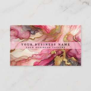 Carte De Visite Aquarelle à l'encre alcoolique rose et or époustou
