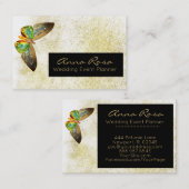 Carte De Visite *~* Aquarelle à papillon doré Parties scintillant  (Devant / Derrière)