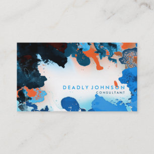 Carte De Visite Aquarelle Abstrait Elégant Cool Bleu