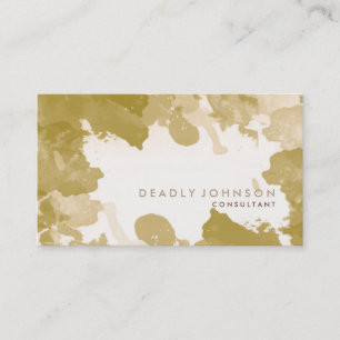 Carte De Visite Aquarelle Abstrait Elégant Cool Jaune Or