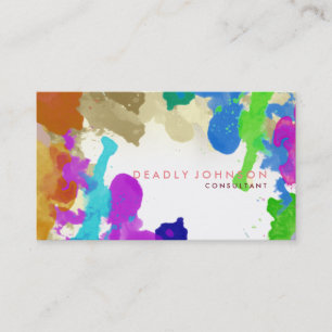 Carte De Visite Aquarelle Abstrait Élégant Cool multicolore rose