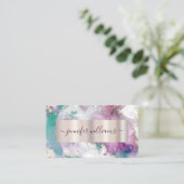 Carte De Visite Aquarelle Abstrait Pastel Elégant Salon de Beauté (Debout devant)