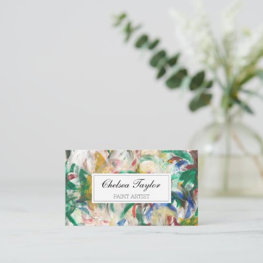 Carte De Visite Aquarelle Abstrait Script Wavy professionnel (Debout devant)