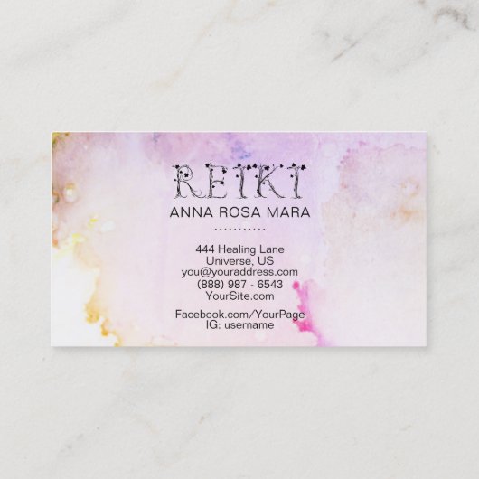 Carte De Visite *~* Aquarelle Abstraite apaisante REIKI Ivy Pastel (Dos)