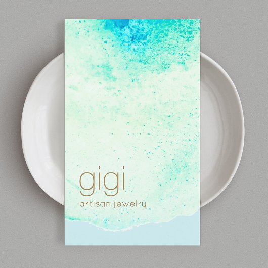 Carte De Visite Aquarelle Abstraite artistique Aqua Blue