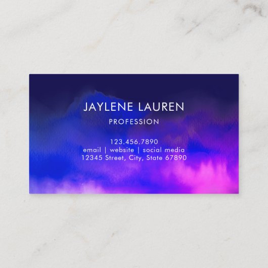 Carte De Visite Aquarelle Abstraite Bleu de nuit (Dos)