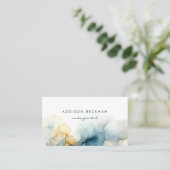 Carte De Visite Aquarelle Abstraite bleu marine moderne (Debout devant)