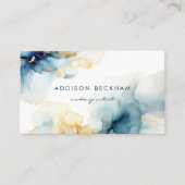 Carte De Visite Aquarelle Abstraite bleu marine moderne (Devant)