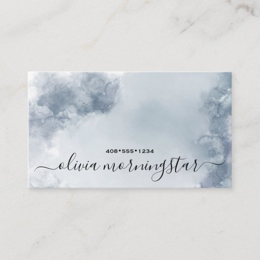 Carte De Visite Aquarelle Abstraite Bleu Tempétueux Poussiéreux (Devant)