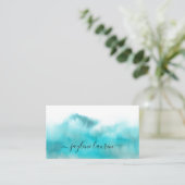 Carte De Visite Aquarelle Abstraite bleu turquoise (Debout devant)