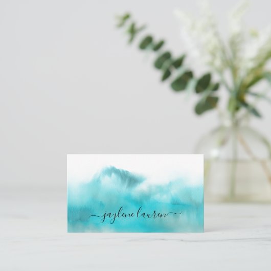 Carte De Visite Aquarelle Abstraite bleu turquoise (Debout devant)